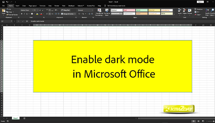 How to enable dark mode in Microsoft Office?